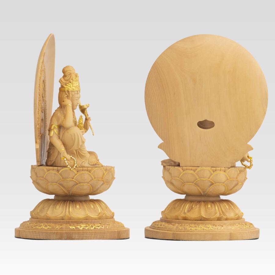 極小仏 如意輪観音 10.5cm（木製：ツゲ 金泥仕上）＿観世音菩薩 仏像 フィギュア 木彫り 置物（GSBにょいりんかんのん_4