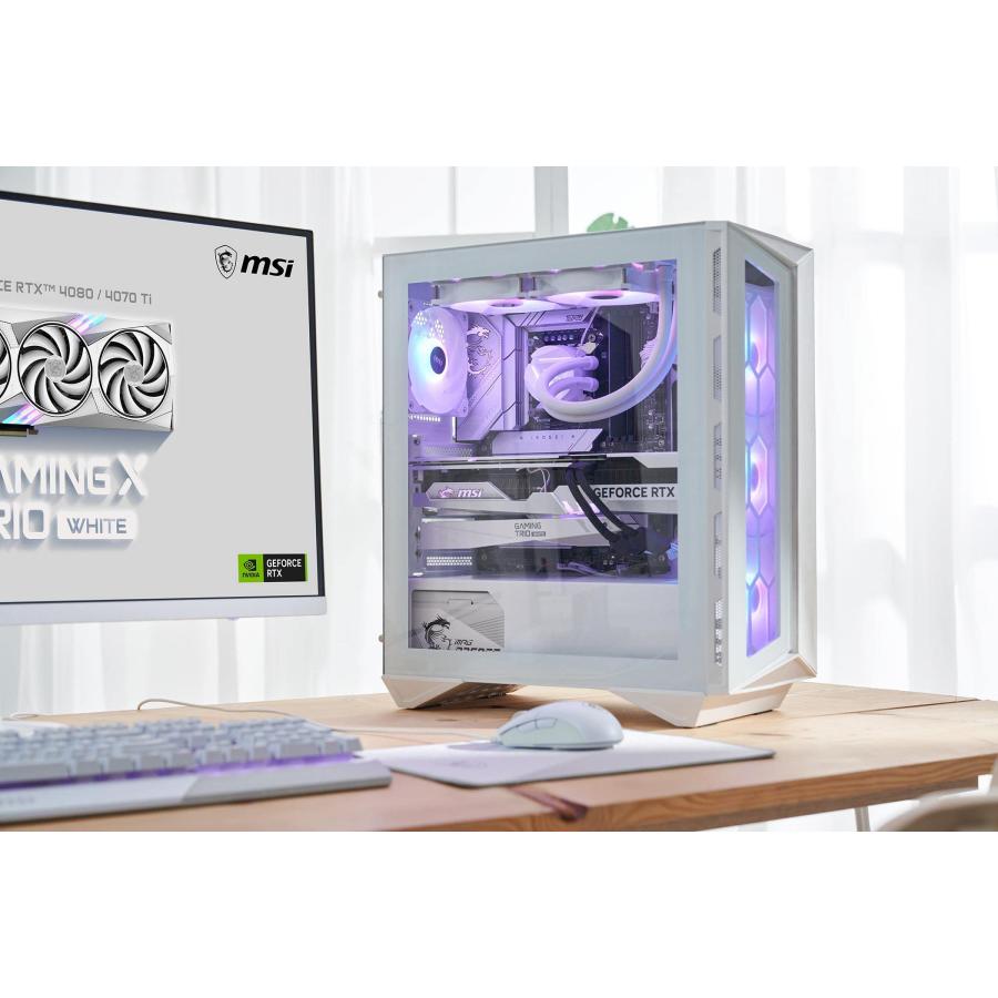 MSI MPG GUNGNIR 110R WHITE PCケース ATX ミドルタワー 白 ARGBファン4基付き 強化ガラスサイドパネル マグネット_2