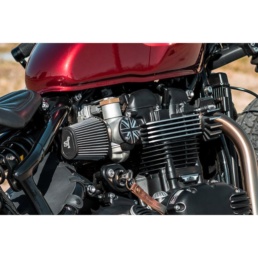 モートーン(Motone) スロットルボディカバー ボンネビル T120 スラクストン/R/RS ボバー アルミダイキャスト ユニオンジャック ブラッの画像