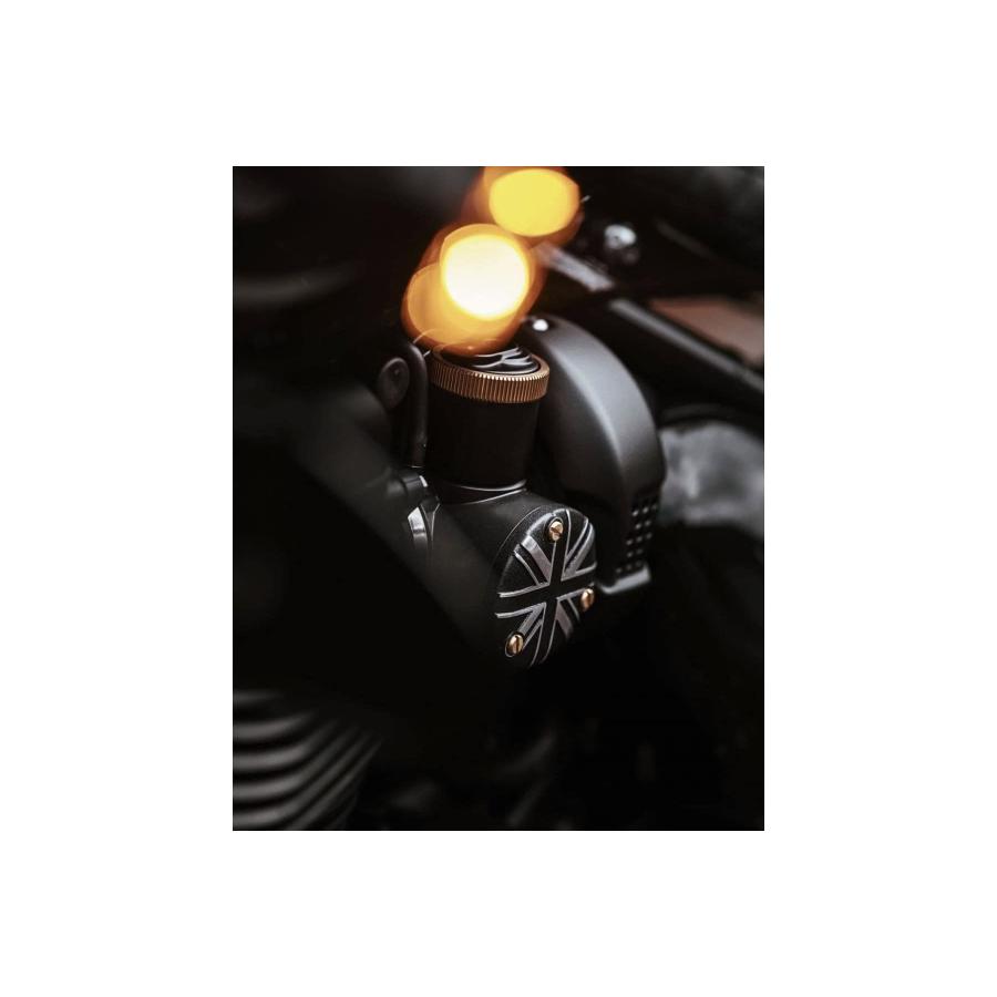モートーン(Motone) スロットルボディカバー ボンネビル T120 スラクストン/R/RS ボバー アルミダイキャスト ユニオンジャック ブラッの画像