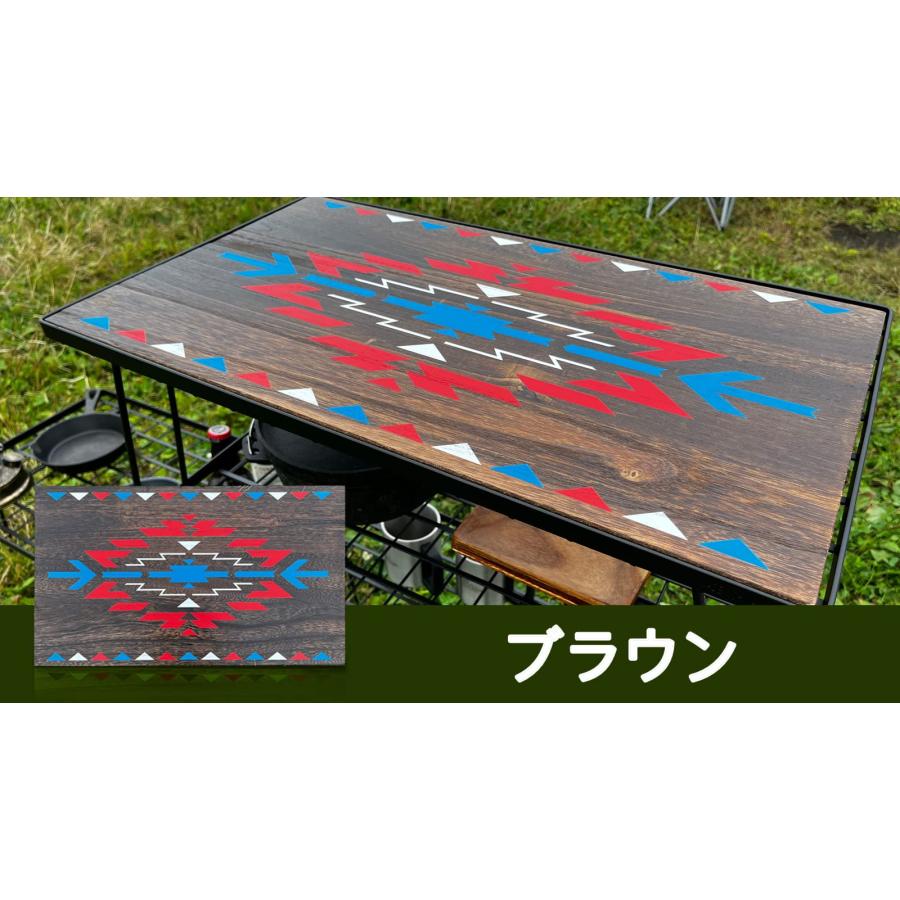 OUTDOORSHIN フィールドラック オルテガ柄 天然木製天板 マルチラック 収納ラック キャンプ アウトドアテーブル 折りたたみ テーブル 黒メの画像