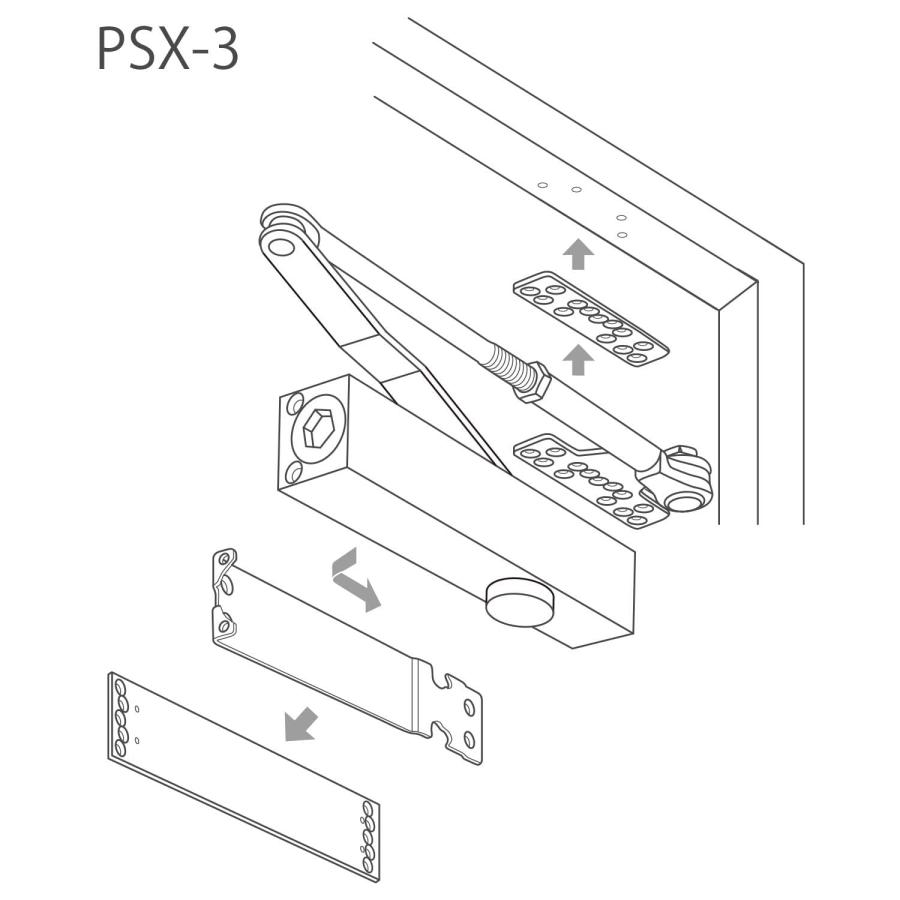 日本ドアチェック製造 日本ドアーチェック製造(株) ニュースター PSX-3 取替用ドアクローザ シルバー_2