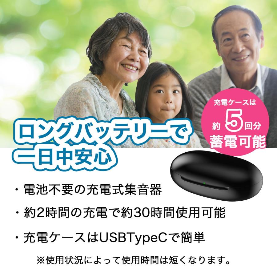 【耳あな式集音器】 日健 NKー701黒 敬老の日 プレゼント ラジオ体操 充電式 テレビの画像