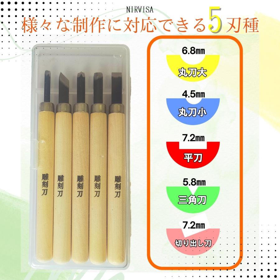 彫刻刀セット 彫刻刀 5本セット ケース付き 小学生 平刃 切り出し刃 三角刃 丸刃 |  | 02