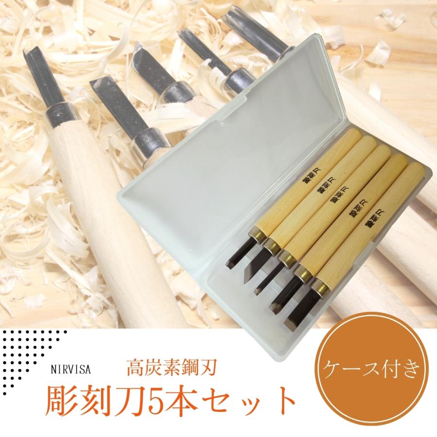 彫刻刀セット 彫刻刀 5本セット ケース付き 小学生 平刃 切り出し刃 三角刃 丸刃 |  | 01