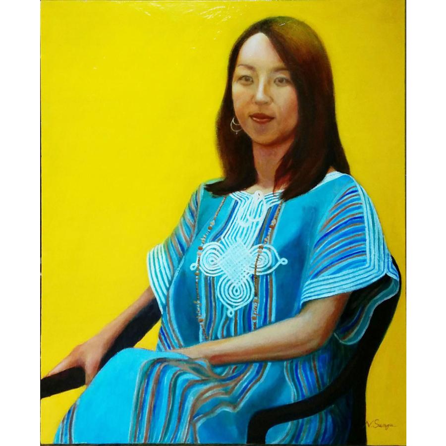 インテリア 玄関 アート 油彩画 絵画 油絵 【Pentecost】 青いスーツのマドンナ