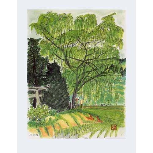 絵画 インテリア 玄関 アート 風景画 芭蕉 奥の細道6 芦野 遊行柳