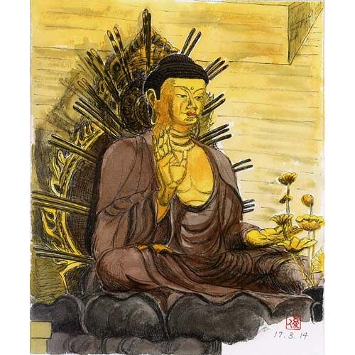 絵画 インテリア 玄関 アート 風景画 芭蕉 笈の小文20 新大仏寺 : 西田