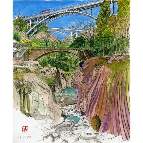 絵画 インテリア 玄関 アート 風景画 芭蕉 西の奥の細道24 高千穂峡