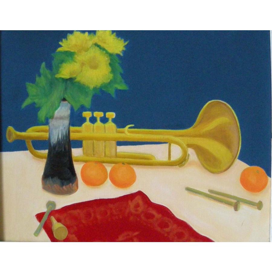 絵画 インテリア 玄関 アート 油彩画 油絵 トランペットの音 : 西田 