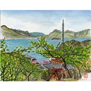 絵画 インテリア 玄関 アート 風景画 水彩 瀬戸内海生地島