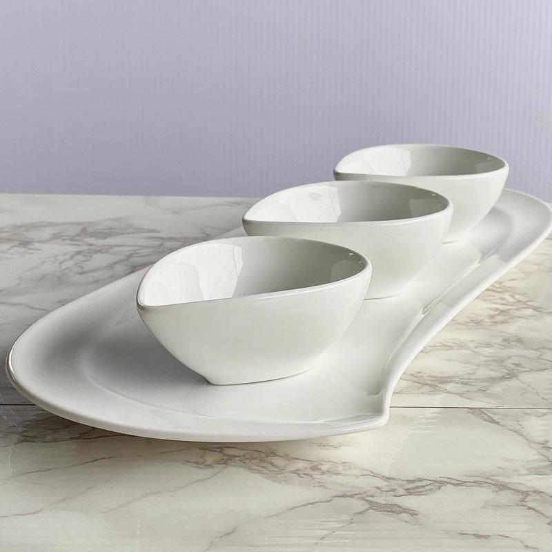 オードブル皿 さんま皿 白磁 陶器 ポーセラーツ 食器 おしゃれ  