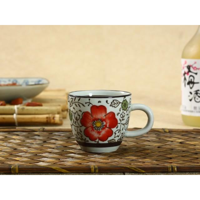 エスプレッソカップ  75ml 椿柄   コップ  花柄 和食器 陶器 コーヒーカップ｜nishida-store｜02