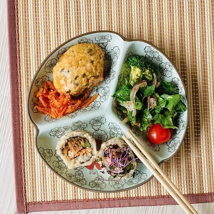 仕切り皿 和食器 三つ仕切り 18cm 花柄 取り皿 オリジナル 盛皿 仕切り皿 和食器 三つ仕切り 18cm 花柄 取り皿 オリジナル 盛皿