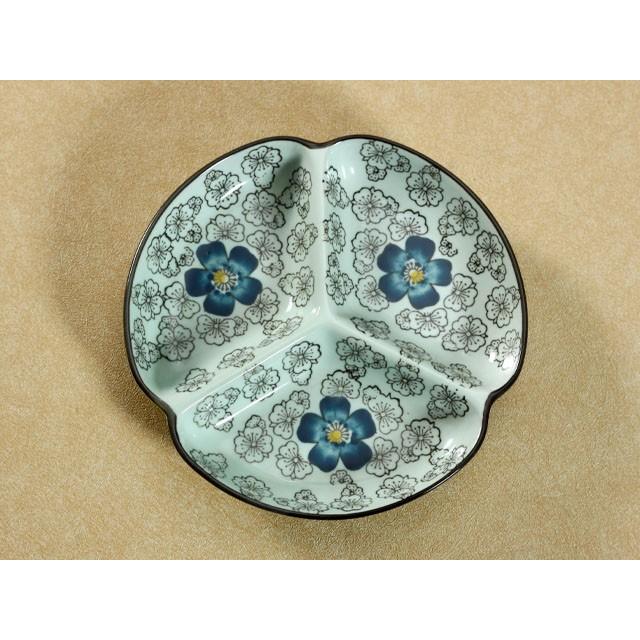 仕切り皿 和食器 三つ仕切り 18cm 花柄 取り皿 オリジナル 盛皿 仕切り皿 和食器 三つ仕切り 18cm 花柄 取り皿 オリジナル 盛皿