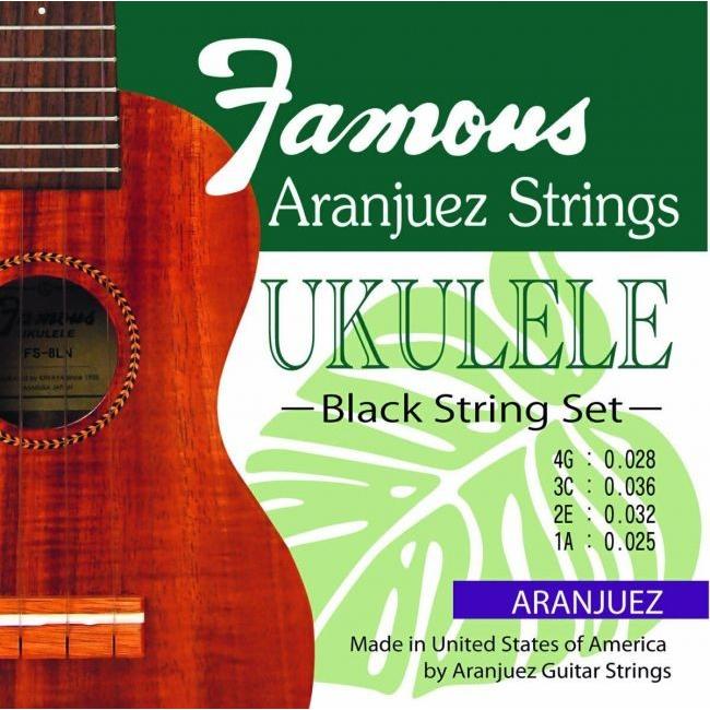 Famous ウクレレ弦 ARANJUEZ BLACK SET ブラックのナイロン弦｜nishigaku