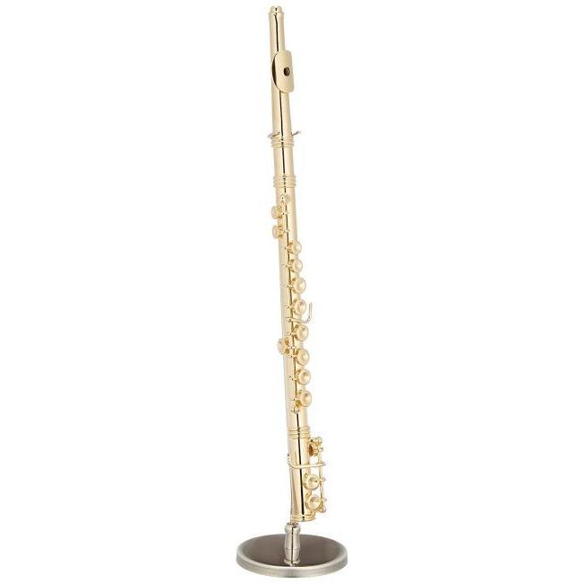 ミニチュア楽器（フィギュア）フルート カラーゴールド 金属製 1/4