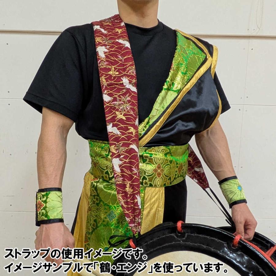 担ぎ桶胴太鼓 ストラップ 波黒 幅広10cm クッション入り 担ぎ桶 太鼓