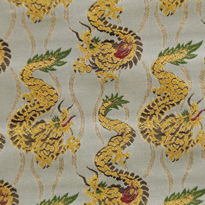 金襴 生地 はぎれ 和柄 もりさん G 不織布貼り無し 龍柄 竜柄 立湧に龍