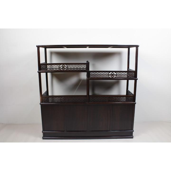 新品　　鉄刀木　飾棚　茶箪笥　遠州好　飾り棚 【倉庫】