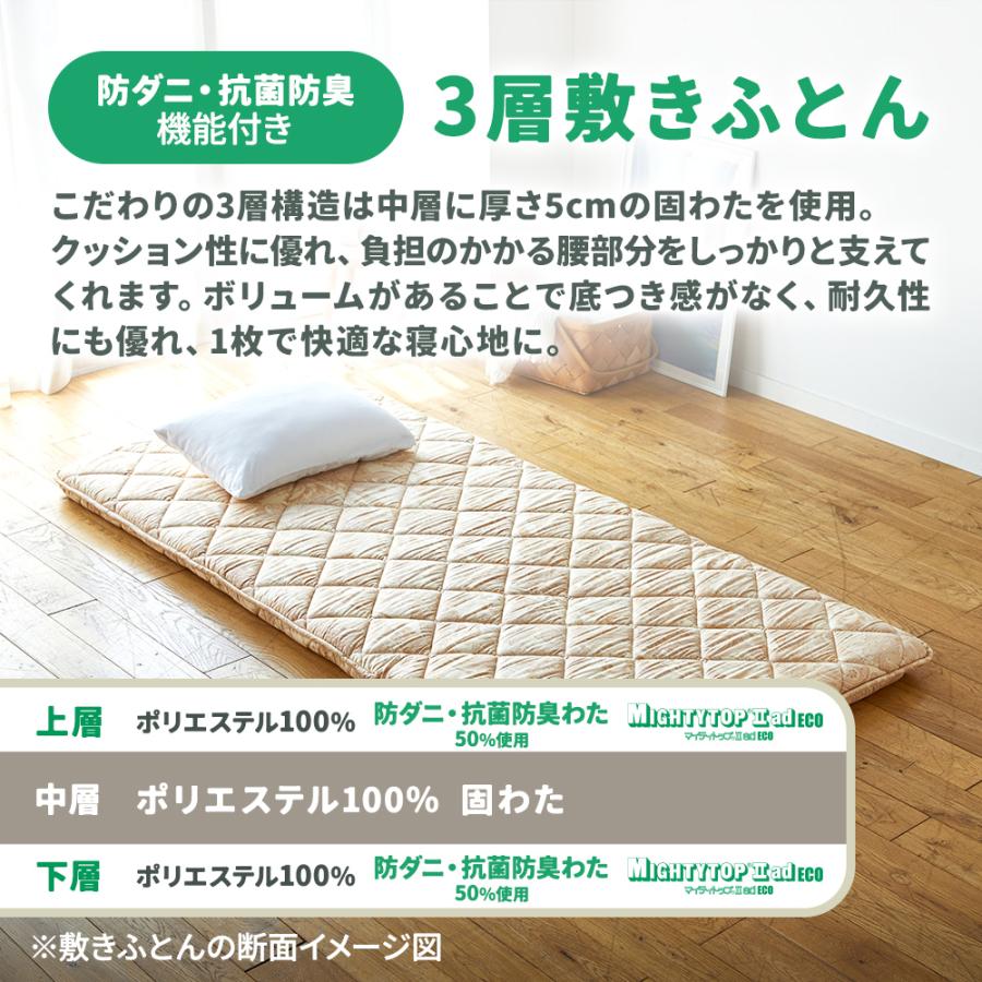 西川 敷布団 シングル 防ダニ 抗菌防臭 3層敷きふとん 日本製 西川 敷布団 シングル 防ダニ 抗菌防臭 3層敷きふとん 日本製