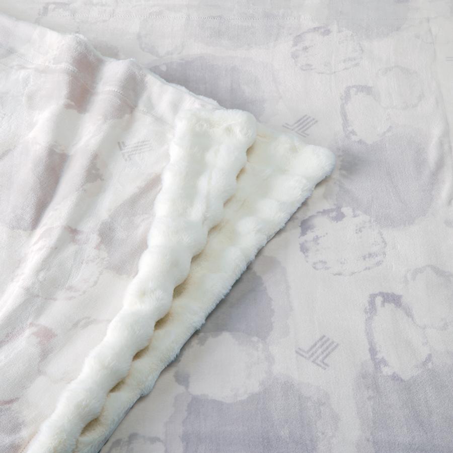 未使用✳︎ランバンコレクション/アクリル毛布/総柄/ラフィネ/グレー