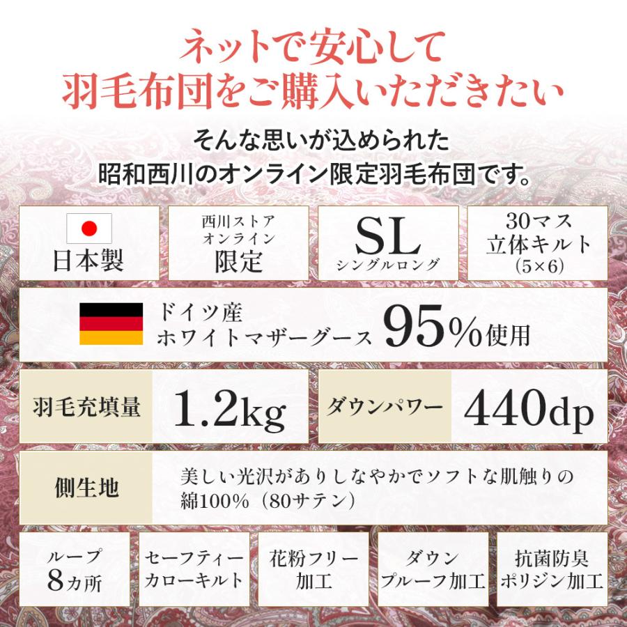 西川（nishikawa） 羽毛布団 シングル シングルロング 掛けふとん 昭和