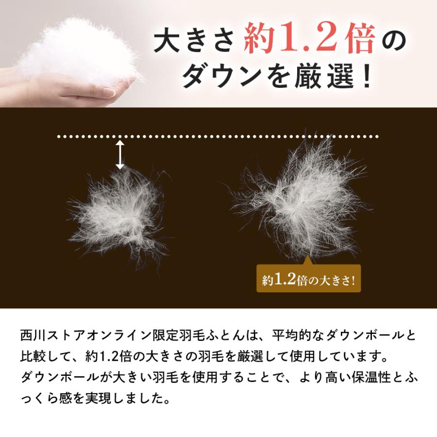 羽毛布団 シングル 西川 掛けふとん 昭和西川直営 日本製 ヨーロッパ ドイツ産 マザーグース 95％ 1.2kg EC916 CMD150×210ｃｍ ピンク ブルー｜nishikawastore｜07