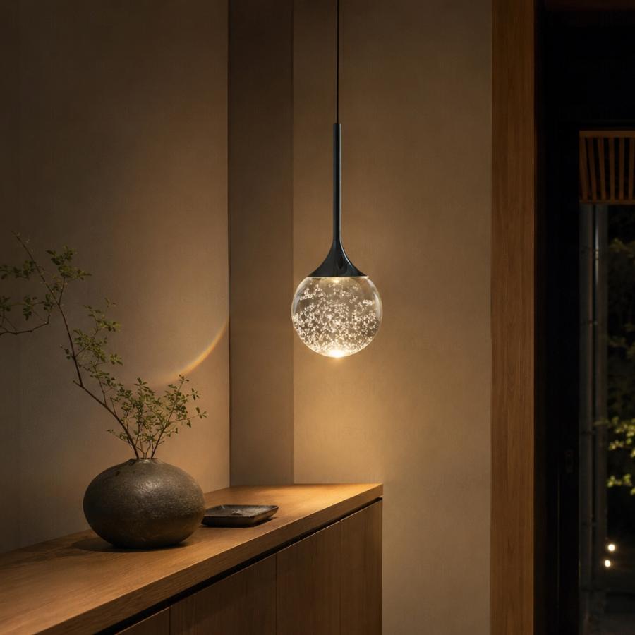 クリアペンダントライト 直径27cm LED ペンダントライト LED 北欧 ガラス 透明 丸型 6畳 8畳 ダクトレール用