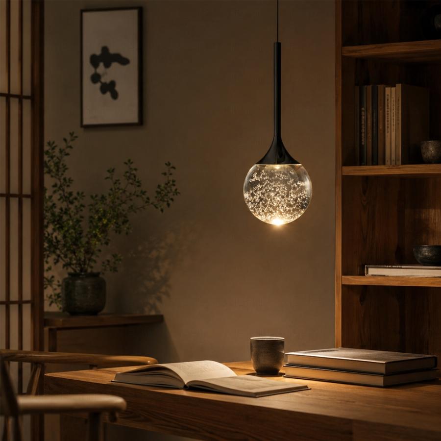 ペンダントライト LED 北欧 ガラス 透明 丸型 6畳 8畳 ダクトレール用