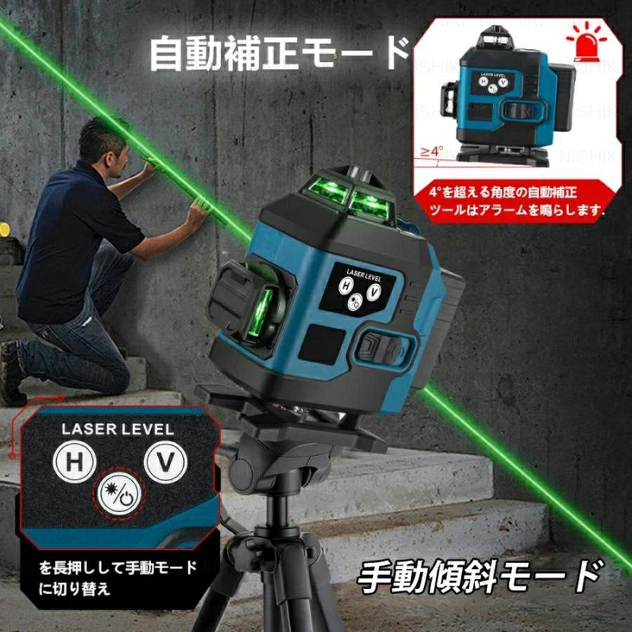 レーザー墨出し器 16ライン 4×360° グリーンレーザー 自動補正 高精度