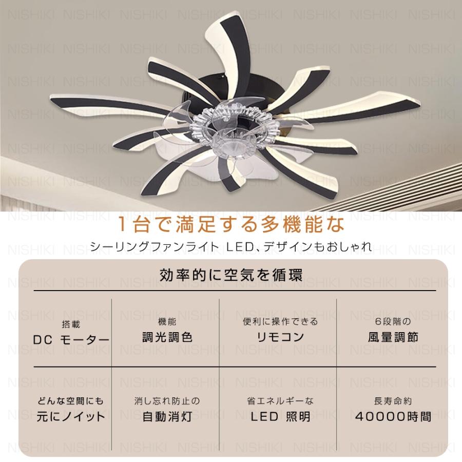 シーリングファン シーリングファンライト 花形 正逆回転機能 6段風量