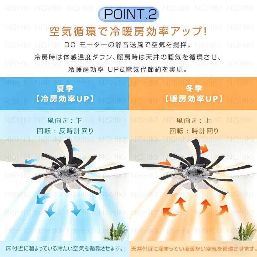 シーリングファン シーリングファンライト 花形 正逆回転機能 6段風量