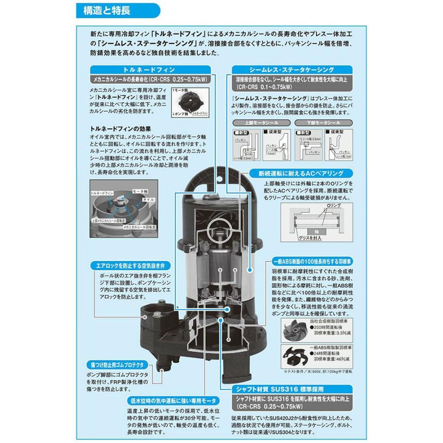 新明和工業 水中ポンプ CRS401WT-F40 0.15KW 三相200V 50Hz 自動交互型 送料無料 但、一部地域除｜nishikigoiootani｜04