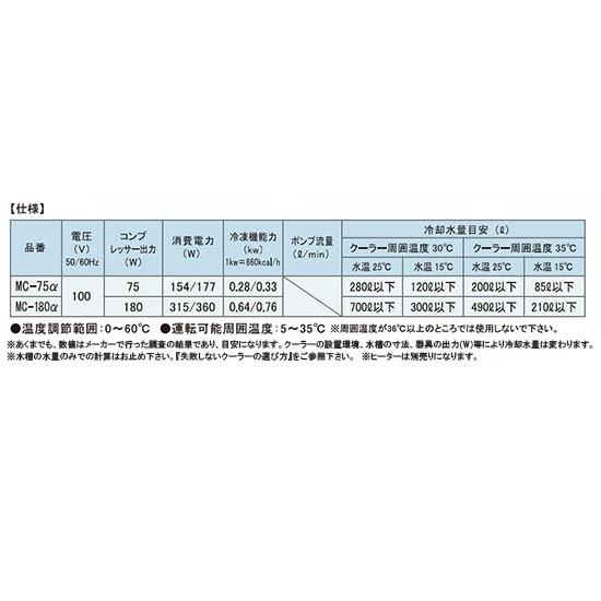 水槽 クーラー ゼンスイ 小型投込式クーラー MC-75α 単相100V 水槽 クーラー ゼンスイ 小型投込式クーラー MC-75α 単相100V