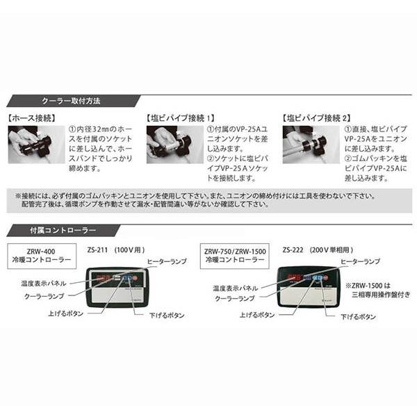 ゼンスイ クーラー 大型循環式クーラー ZRW-400 単相100V 同梱不可｜nishikigoiootani｜03