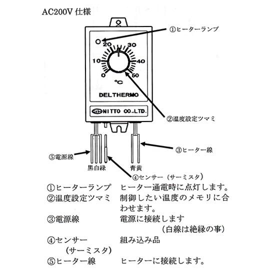 日東チタンヒーター 単相200V 1kw(ネジ付)+デルサーモ+ 日東チタンヒーター 単相200V 1kw(ネジ付)+デルサーモ+