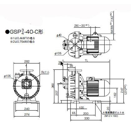 川本 海水用 自吸式プラスチックポンプ GSP3-405-C0.4S 単相100V 川本 海水用 自吸式プラスチックポンプ GSP3-405-C0.4S 単相100V