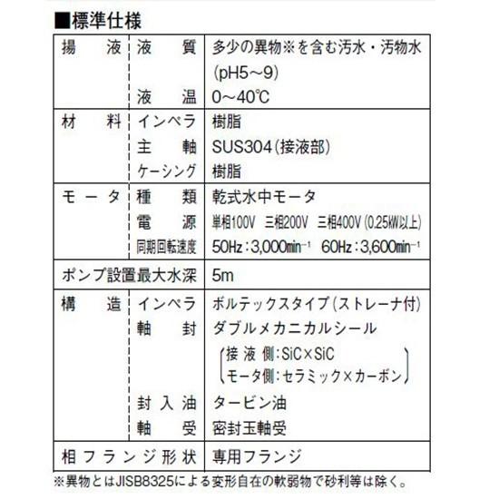 川本ポンプ カワペット WUP4-405-0.25T 三相200V 50Hz 非自動型 送料