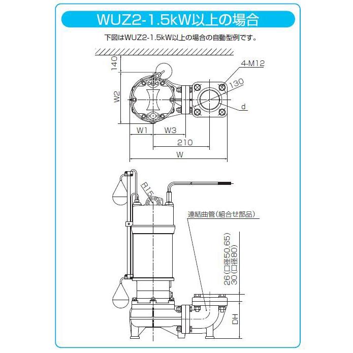 ☆川本ポンプ カワホープ WUZ2-656-3.7 三相200V 60Hz 非自動型 ☆海水