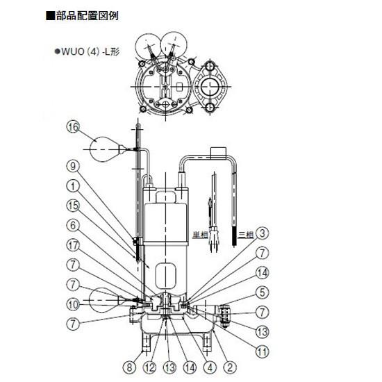 川本ポンプ カワペット WUO4-505-0.4TL 三相200V 50Hz 自動型 送料無料