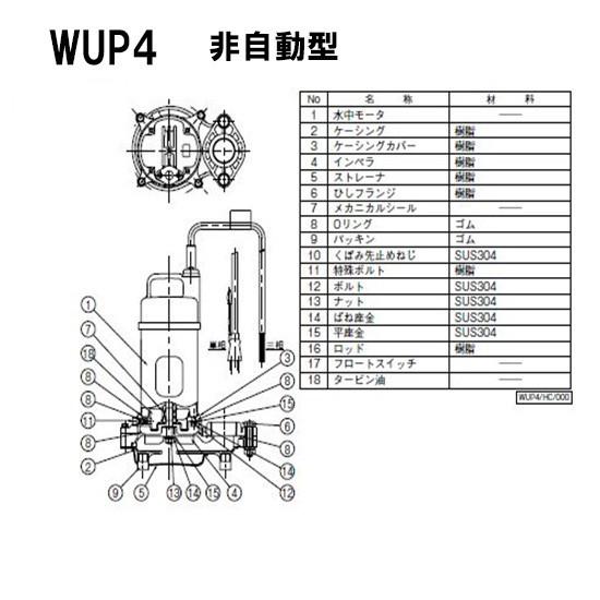 ☆川本ポンプ カワペット WUP4-505-0.75 三相200V 50Hz 非自動型 送料無料 一部地域除 代引/同梱不可_3