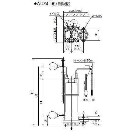 川本ポンプ カワホープ WUZ4-505-0.75L 三相200V 50Hz 自動型 送料無料