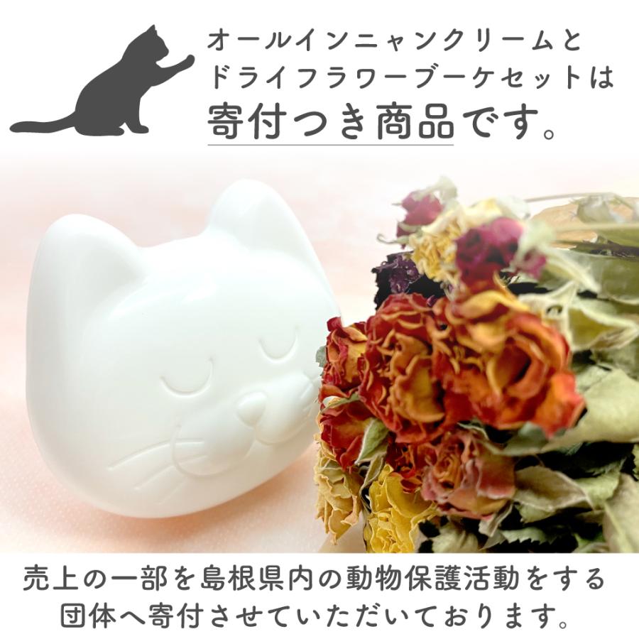 猫と暮らす方へのギフト にゃんもにゃにゃ オールインニャンクリーム(人間用基礎化粧品) と猫にも安心なドライフラワーブーケ 2026 お歳暮 |  | 07