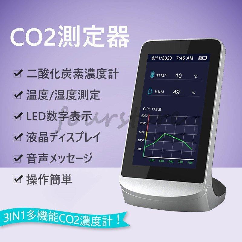 二酸化炭素濃度計 CO2測定器 温度/湿度測定 卓上タイプ usb充電 室内空気質測定 空気質測定器 湿度計