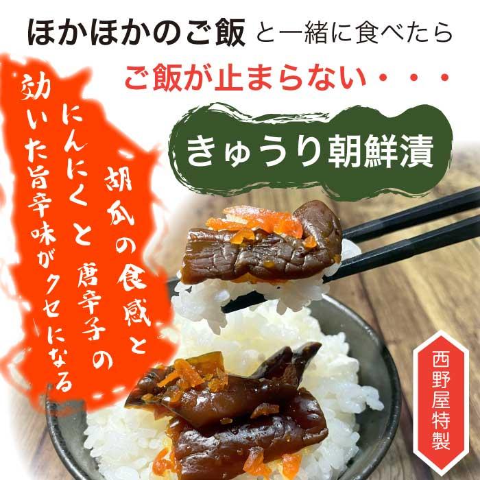 きゅうり朝鮮漬け 180ｇ×2袋 古漬け キムチ お漬物 胡瓜 ピリ辛 送料無料 ご飯のお供 惣菜 おかず 常温 野菜 おつまみ 食品 お試し グルメ お取り寄せ 備蓄品｜nishino-ya｜03