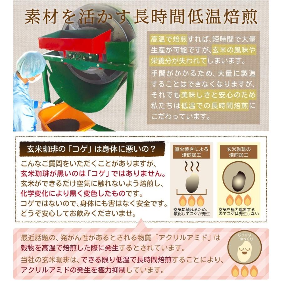 玄米珈琲（玄米コーヒー）粗挽きドリップタイプ 100g×2袋セット 九州産 無農薬 有機JAS玄米100%使用 ノンカフェイン｜nishio-cha｜12