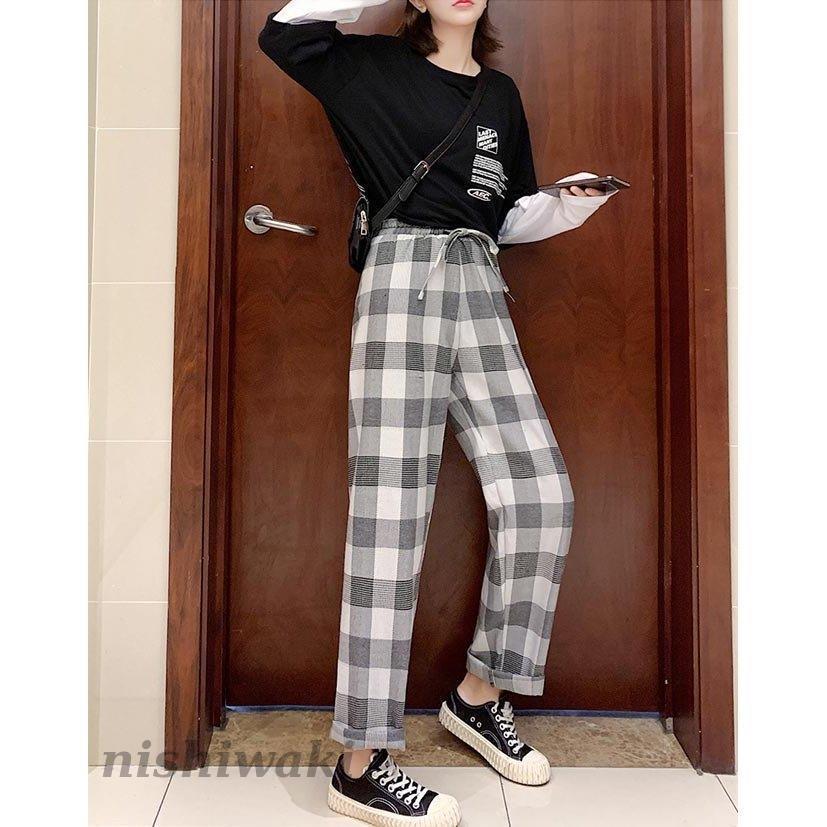 ロングパンツ 春秋 レディース ワイドパンツ コーデ チェック柄 長ズボン カジュアルパンツ ウエストゴム チェック柄パンツ レトロ お洒落 Dm Nx751 西脇通販 通販 Yahoo ショッピング
