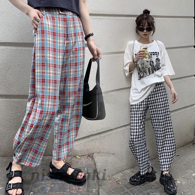 ワイドパンツ 薄手 レディース サマーパンツ チェック柄 ロングパンツ ゆったり チェック柄パンツ 夏 9分丈パンツ カジュアルパンツ お洒落 Dm Nx2 西脇通販 通販 Yahoo ショッピング