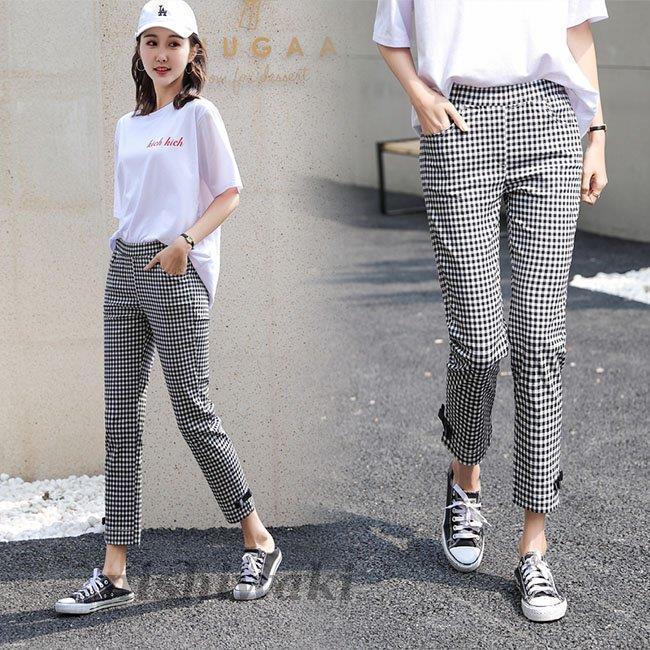 カジュアルパンツ チェック柄 9分丈パンツ レディース パンツ スリムパンツ 薄手 スキニーパンツ ウエストゴム 九分丈 チェック柄パンツ お洒落 Dm Nx943 西脇通販 通販 Yahoo ショッピング